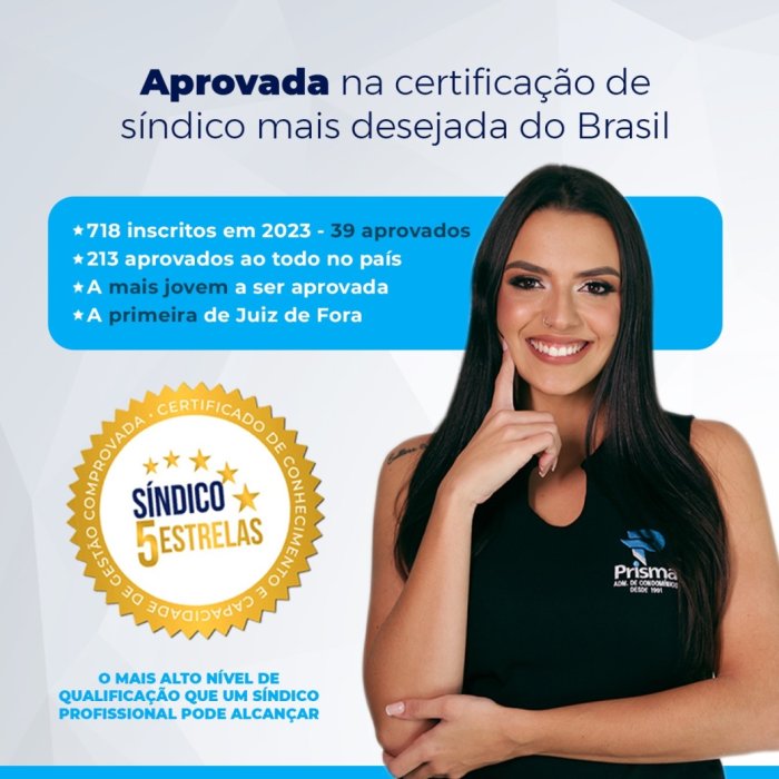 Aprovada na Certificação de Síndico mais Desejada do Brasil